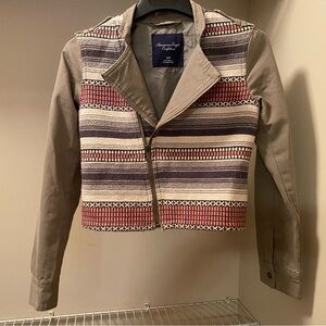 NEW American Eagle Outfitters Women's Striped Pattern Zip Front Jacket Size S